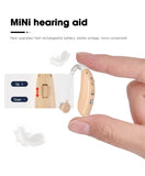 Audífonos, auriculares de amplificación de sonido, conducto de aire recargable, nueva tecnología, silenciosos, compactos y cómodos. 