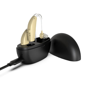 Audífonos, auriculares de amplificación de sonido, conducto de aire recargable, nueva tecnología, silenciosos, compactos y cómodos. 