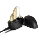 Audífonos, auriculares de amplificación de sonido, conducto de aire recargable, nueva tecnología, silenciosos, compactos y cómodos. 
